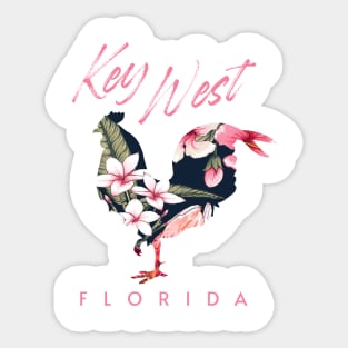 Key West Florida Chicken Lover Flower Hibiscus Souvenir Sticker